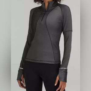Lululemon Two Toned Ribbed Half Zip Pullover Run Top Long Sleeve